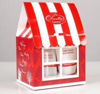 Подарочный набор женский 3 в 1: гель д/душа+крем д/рук+мочалка