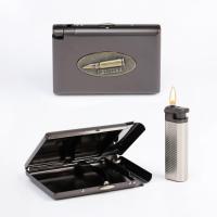 Портсигар с газовой зажигалкой "Патрон", 9 х 11 см (металлический)  