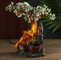 Фонтан с подсветкой "Дерево счастья из камней нефрит" (h-28 см)