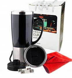 Автокружка-чайник от прикуривателя (объем 450мл,12V + салфетка микрофибра + 2 предохранителя)