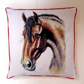Плед-подушка "Лошадь коричневая" (цвет пледа темно-красный)