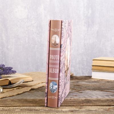 Фотоальбом на 200 фото 13х18 см "Карта и башня" золотая обвод, в коробке МИКС 29,5х23х5,5см