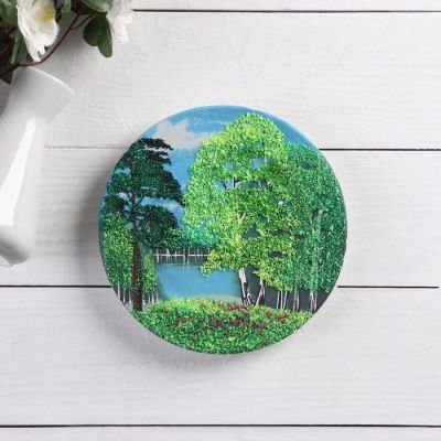 Панно-тарелка "Времена года" с каменной крошкой, микс