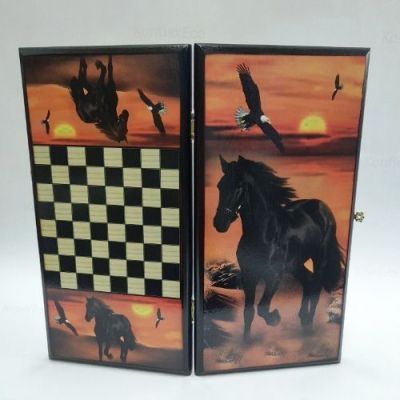 Нарды + шашки "Конь на закате" (50 х 25 х 4 см)