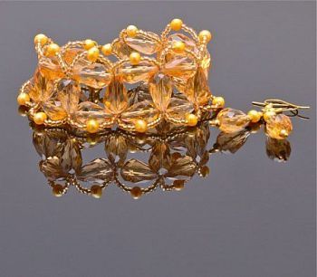 Комплект  жемчуг, хрусталь "Леонетта" арт.ДЕВ-1404