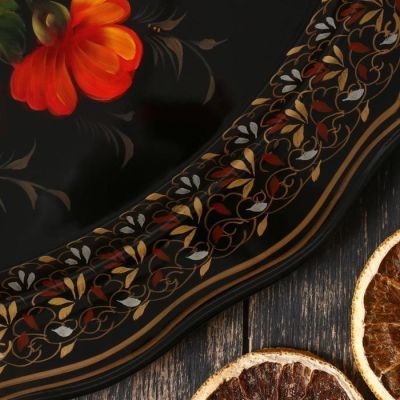 Поднос с жостовской росписью, D=44 см