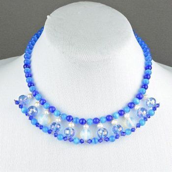 Колье Лунный камень, хрусталь, кошачий глаз "Смарта" арт.КАП-1258