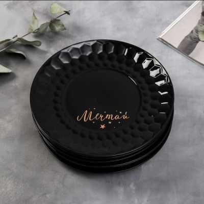 Набор тарелок полигонал «Мечтай», 20 см, чёрные, 6 шт