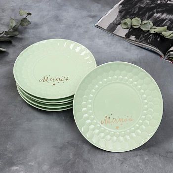 Набор тарелок полигонал «Мечтай», 20 см, зелёные, 6 шт