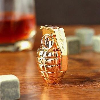 Зажигалка электронная "Граната", USB, спираль, золотая, 3х4х6 см