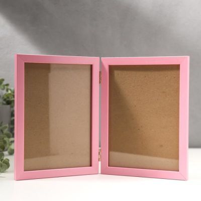 Фоторамка пластик 15х21 двойная, розовый