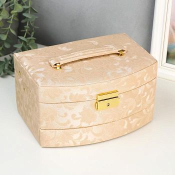 Шкатулка кожзам для украшений "Цветы" 3-хъярусная  (13 х 23 х 16 см)