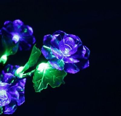 Светодиодная ваза с цветами (60 × 12 см. синий)