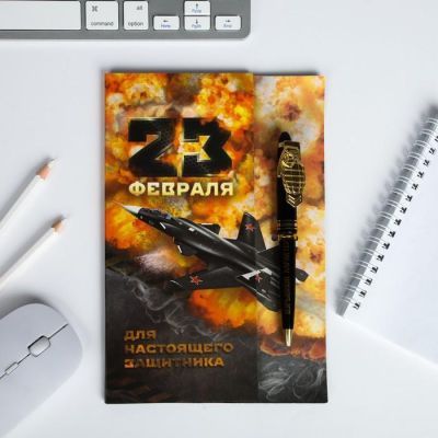 Подарочный набор "Для настоящего защитника", ручка и блок стикеров