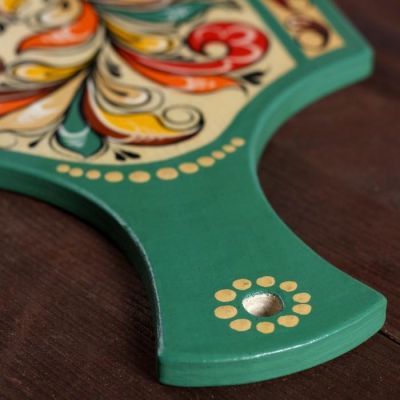 Доска разделочная «Фигурная», 18×0,8×31 см, зелёная, ракульская роспись