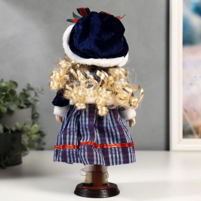 Кукла коллекционная керамика "Снежа в синем наряде" 30 см