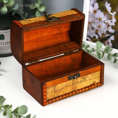 Шкатулка сундучок  из дерева "Карта Странника" (15 х 11 х 9 см)