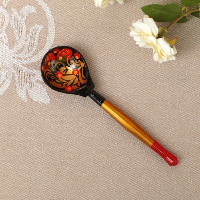 Сахарница «Красивая», с крышкой и ложкой, 12×11 см, хохлома