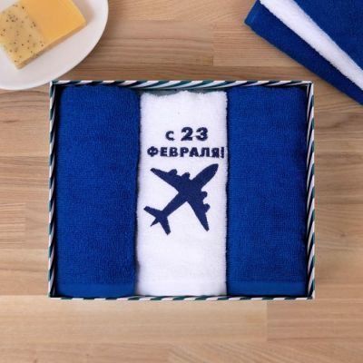 Набор полотенец Экономь и Я "С 23 февраля" 30*60 см-3шт, 100% хл, 320 г/м2