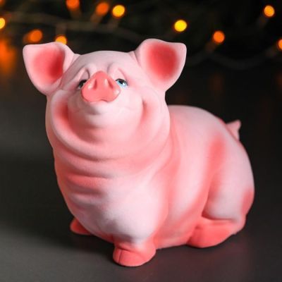 Копилка "Свинка Нюся", флок, розовый цвет, 24 см