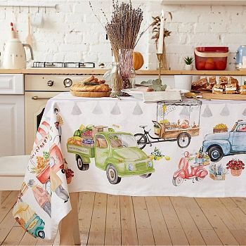 Скатерть Этель Food market 180х147 см, 100% хлопок, саржа 190 г/м2