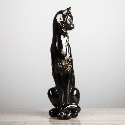 Копилка "Кошка Сиамская", глазурь, чёрная, 43 см