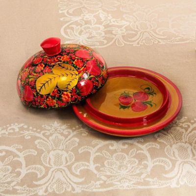 Маслёнка «Ягодка», 18×18×9 см, хохлома