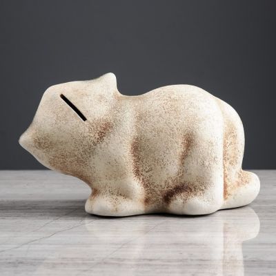 Копилка "Кот Семен" под шамот, бежевый цвет, 14 см, микс