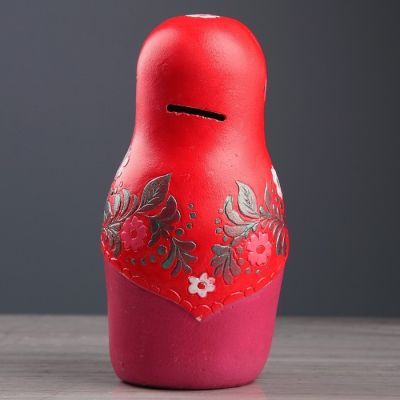 Копилка "Матрёшка", 22 см, КРАСНЫЙ МИКС