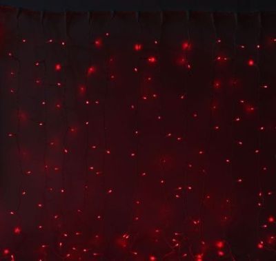 Гирлянда уличная УМС "Занавес" (Ш:2 м, В: 3 м, нить темная, красный)