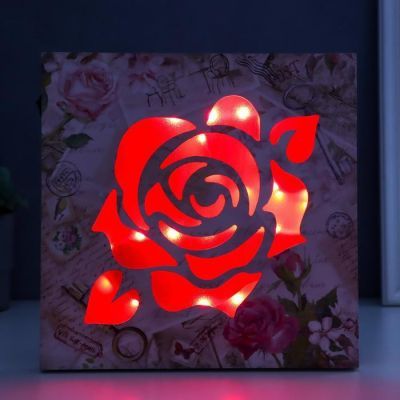 Ночник настенный "Роза" LED от батареек 3хАА 3х30х30 см