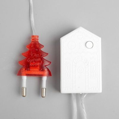 Гирлянда «Нить» 5 м с насадками «Шарики красные», IP20, прозрачная нить, 30 LED, свечение красное, 8 режимов, 220 В