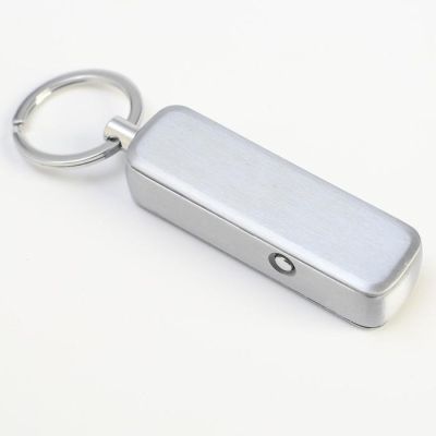 Зажигалка электронная в подарочной коробке, на брелоке,+фонарик, USB, спираль, хром, 6х12 см