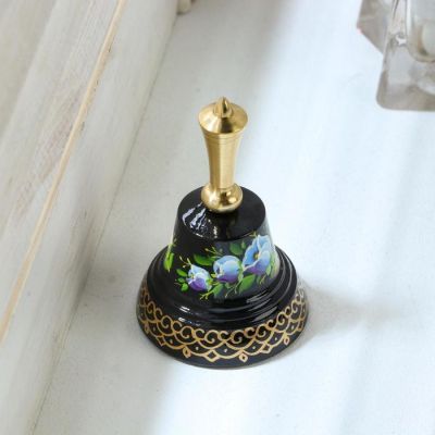 Колокольчик Валдайский "№4. Цветы", расписной, с короткой ручкой, d=45 мм