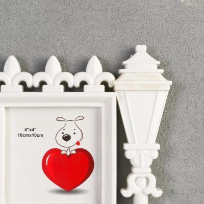 Фоторамка пластик на 6 фото 10х10, 10х15, 13х13 см "Домик с фонарями" белая 38х48,5 см