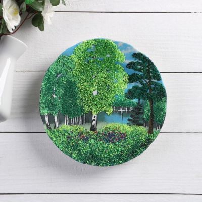 Тарелка фарфоровая "Лето", каменная крошка