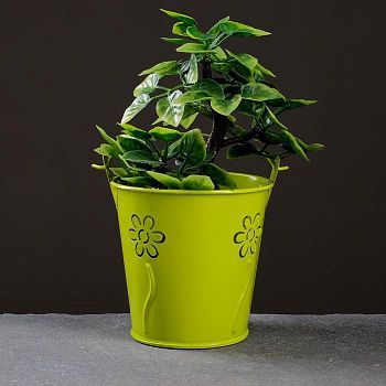 Кашпо "Ведерко" цветы, 9,5*9,5см, цвет микс