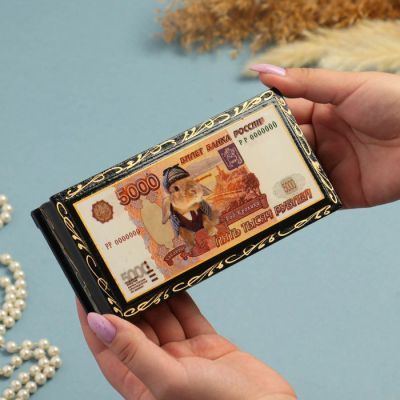 Шкатулка - купюрница «5000 рублей, кролик», 8,5х17 см, лаковая миниатюра