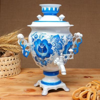 Самовар «Гжель», жёлудь, 3 л, электрический