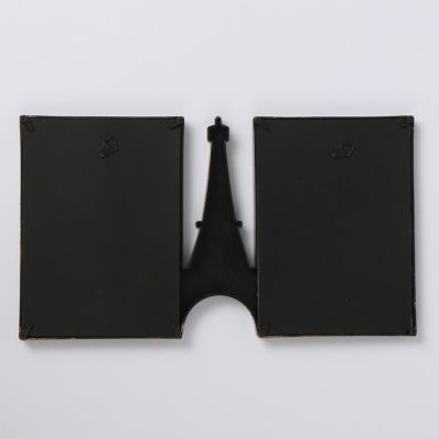 Фоторамка пластик на 2 фото 10х15 см "Эйфелева башня" тёмное золото 18,5х33 см