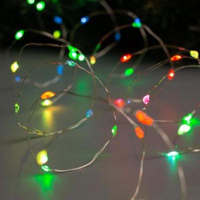 Гирлянда «Нить» 5 м роса, IP20, серебристая нить, 100 LED, свечение мульти (RGB), 2 режима, AAх3
