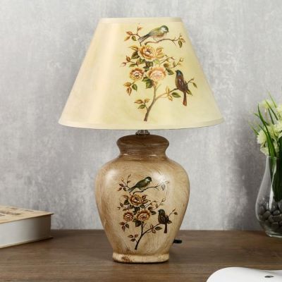 Лампа настольная "Птица в цветочном саду" МИКС Е14 220В  35,5х24,5х24,5 см