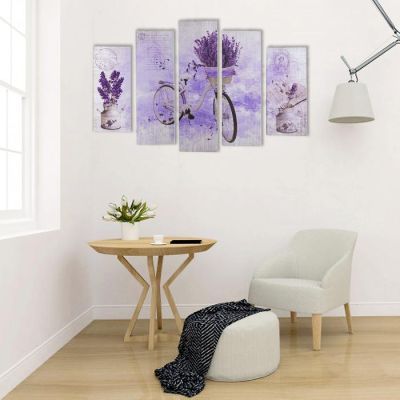 Модульная картина "Лаванда" (2-23х52; 2-24х70; 1-24х80) 120х80см