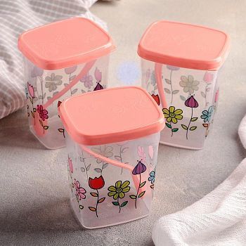 Набор банок для сыпучих «Клумба», 250 мл, 3 шт, цвет МИКС