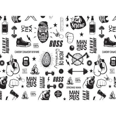 Бумага упаковочная крафт "Брутальному мужчине", 0,5 х 0,7 м