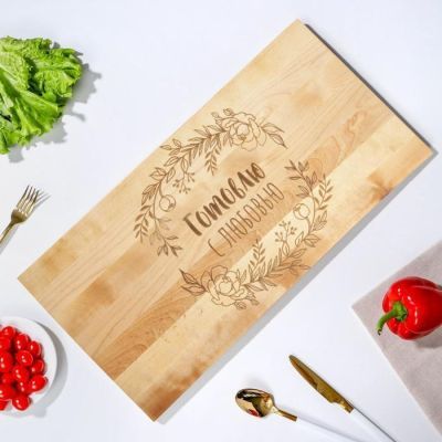 Доска разделочная "С любовью", массив берёзы, 60 × 30 × 2 см