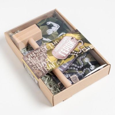 Кухонный набор «Настоящий герой»,варежка-прихватка 20х28см, молоток деревян.