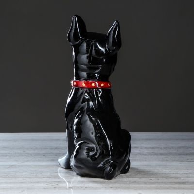 Копилка "Собака Боксёр", глянец, чёрный цвет, 32 см