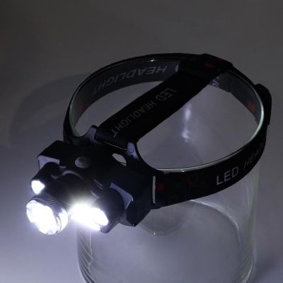 Фонарь налобный аккумуляторный 7 Вт, T6 и COB, 1200 мАч, 200 лм, 5 режимов