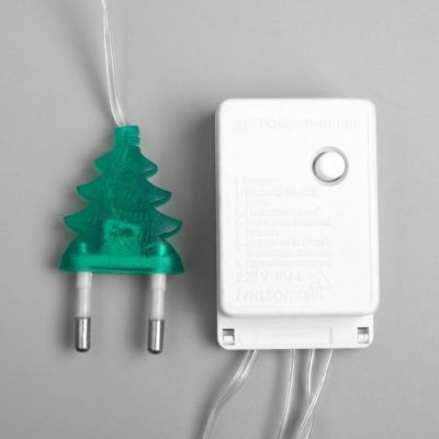 Гирлянда «Нить» 5 м с насадками «Ёжики белые», IP20, прозрачная нить, 30 LED, свечение тёплое белое, 8 режимов, 220 В